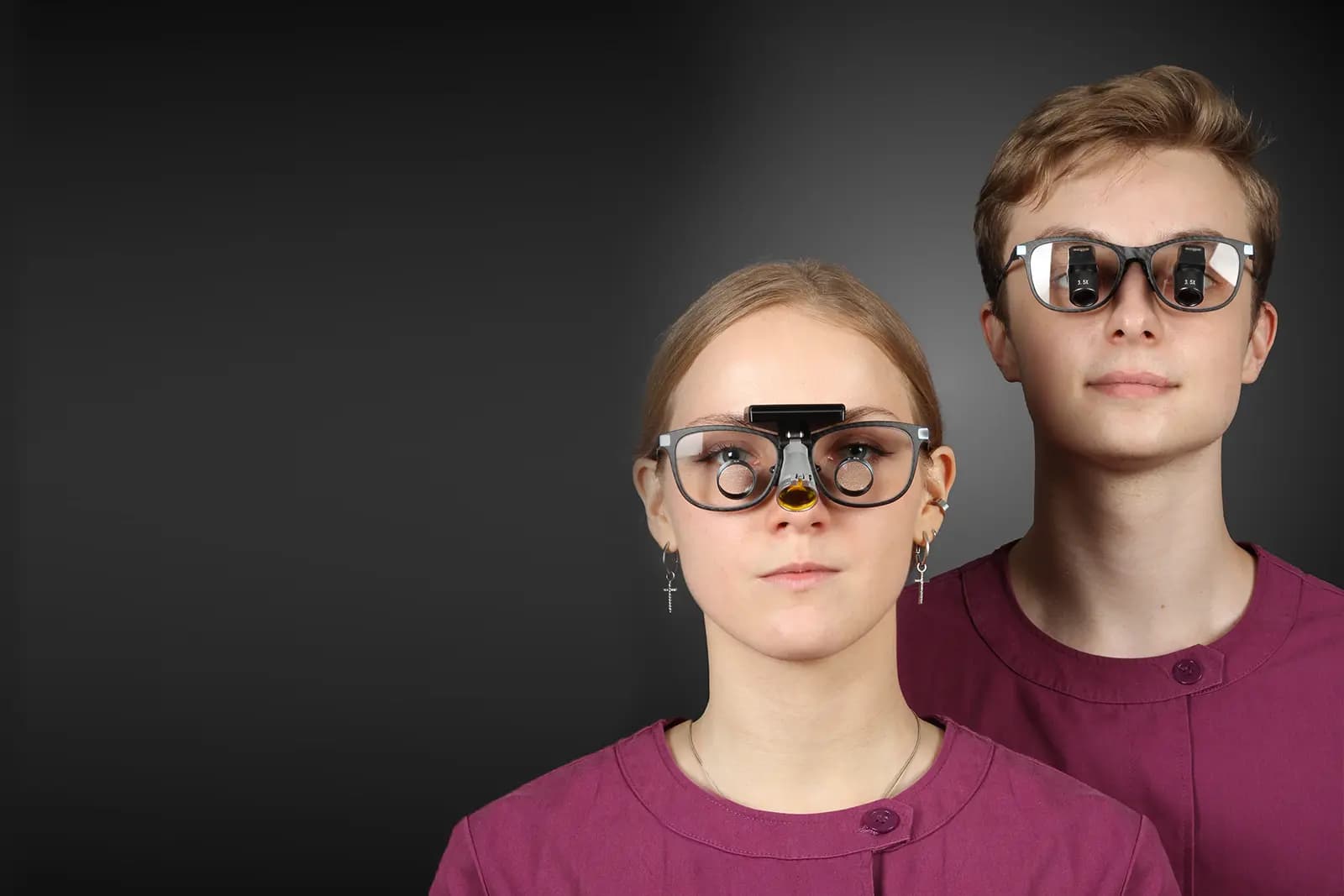 Professional using loupes